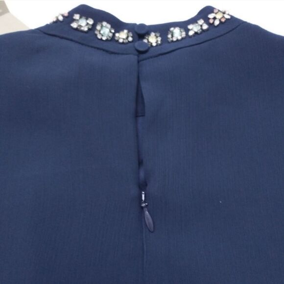 NWT J.Crew Jewel Neckline Peplum Sleeveless Navy Top, size XS - Picture 7 of 12